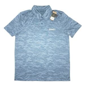 NWT NOBULL Men’s Lightweight Textured Polo Slate Blue Camo Size M